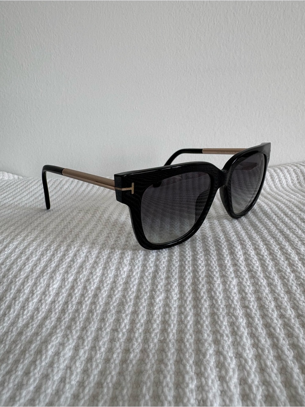 Tom Ford Black Frame Sunglasses with Gray Gradient Lenses